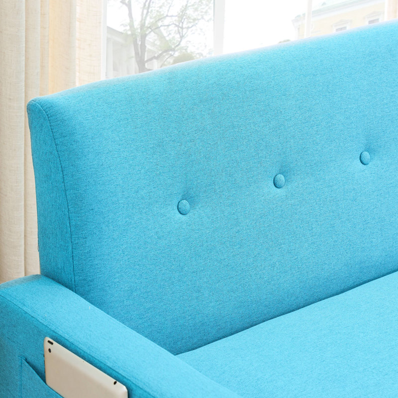 57 po bleu avec rangement intégré, pour les salons et les petits espaces, appartements de bureaux à domicile multifonctionnels en lin de coton à structure solide et confortable, lisse