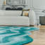 Flow Hand Tufted Wool Geometric Area Rug in Aqua