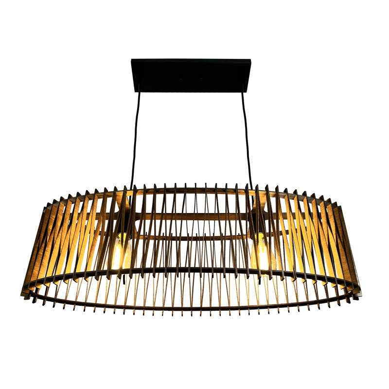 Luminaire suspendu en bois 2 lumières