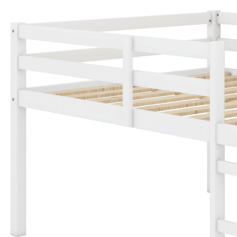 Wood Loft Bed With Ladder, White