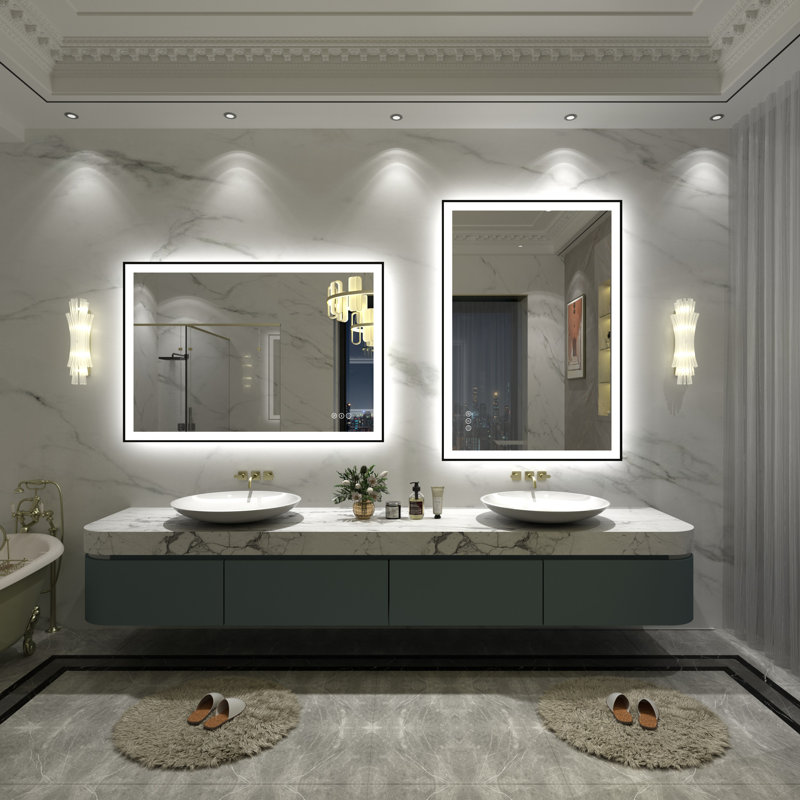 Aevar UL Certified Front & Back LED Anti-Fog Tempered Glass Framed Bathroom/Vanity Mirror with 3-Year Warranty, 44" x 30"