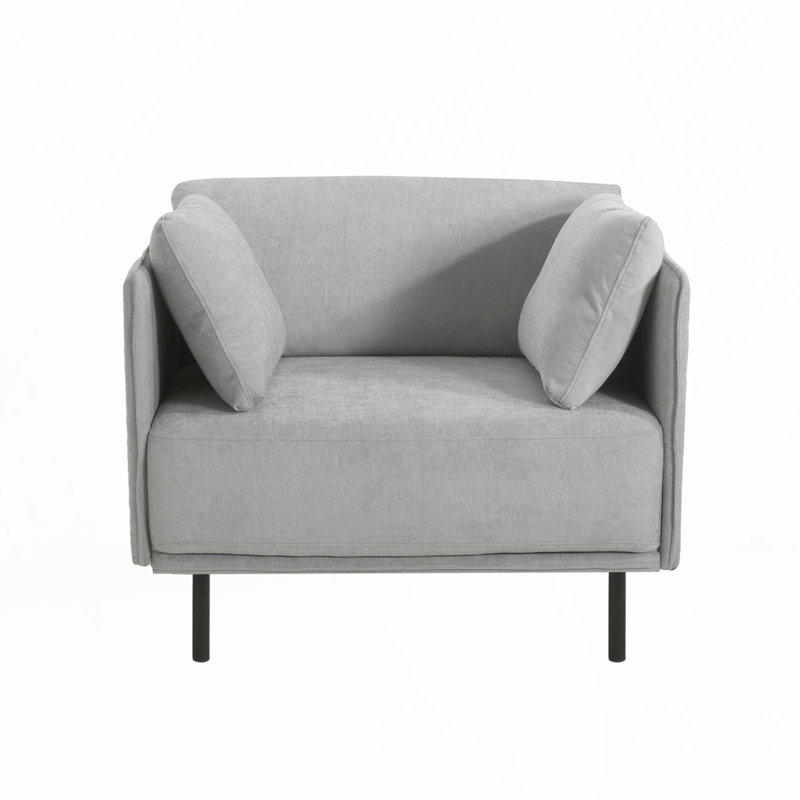 Chaise rembourrée en polyester avec structure en bois massif et pieds en acier