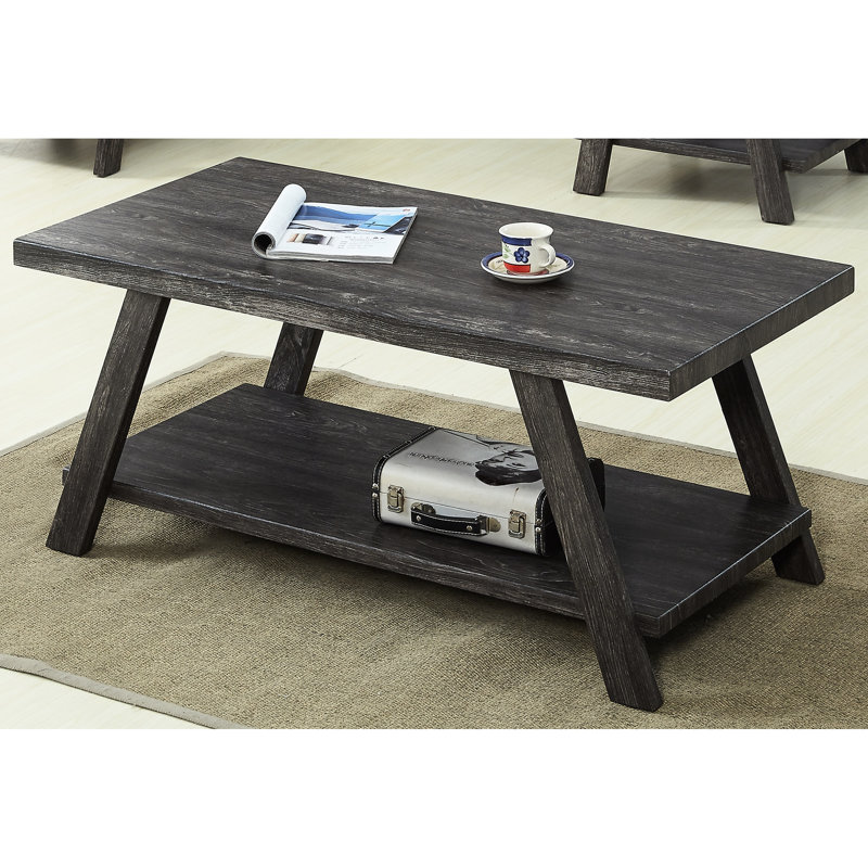 Table basse moderne avec finition gris anthracite et capacité de rangement supplémentaire en bois, Gris anthracite