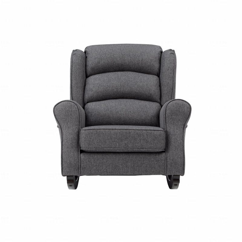 Chaise berçante rembourrée en tissu gris