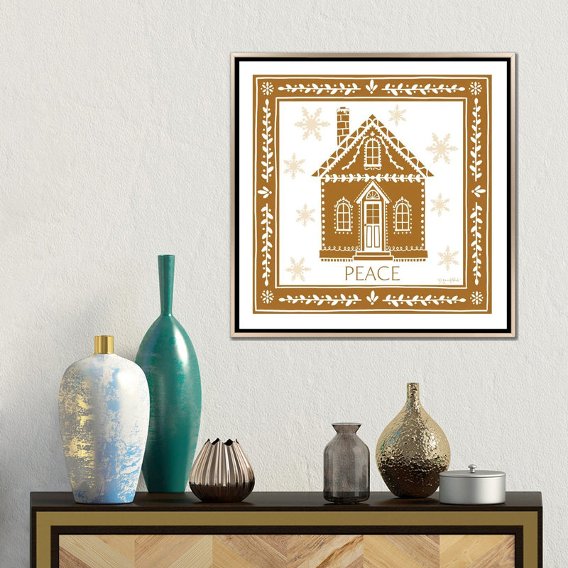 «Gingerbread Christmas House», reproduction d'art sur toile encadrée, H 18 po x l 18 po, Champagne