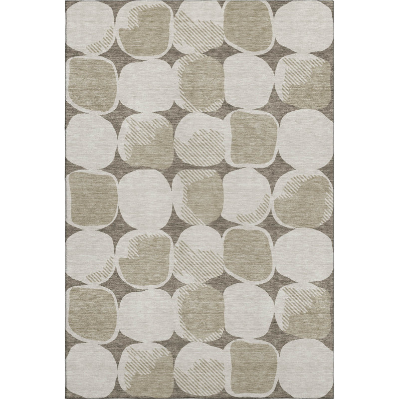 Premium Machine Washable Prisco Taupe Rug, Rectangle 2'6" x 3'10"