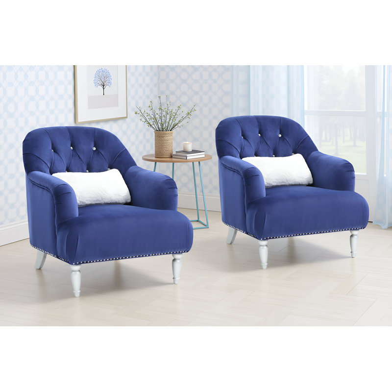 Ensemble de 2 chaises en velours bleu barcelos, Velours bleu