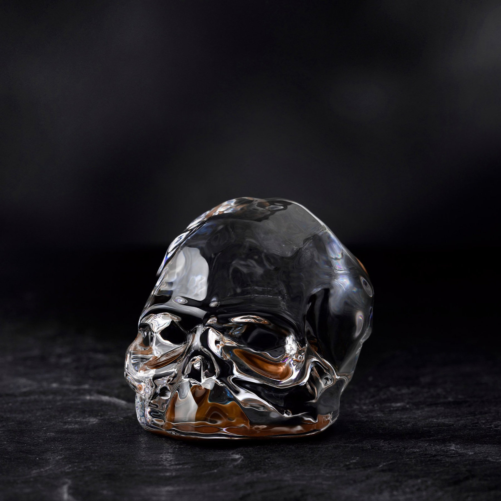 Memento Mori Faceted Skull, 3.27" H x 4.13" W x 3.15" D, Copper Bottom Coating