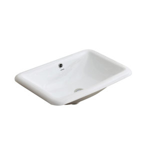 Lavabo de salle de bain rectangulaire encastré en céramique avec trop-plein WHITE