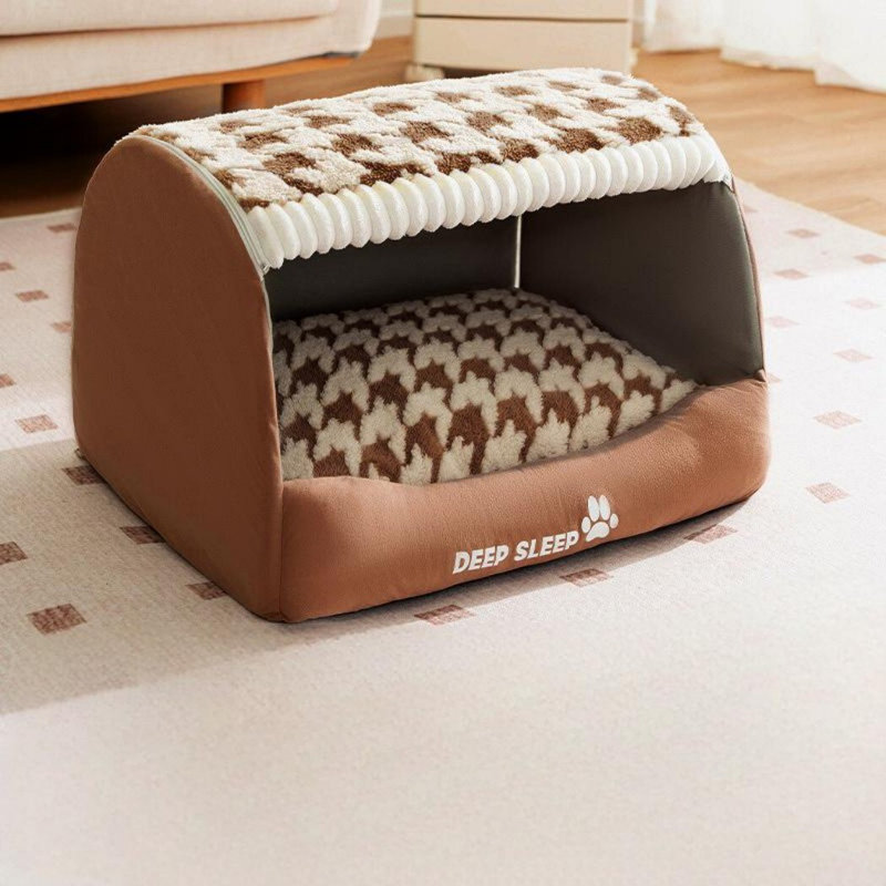 Large Warm Quilted Dog Bed, 15.75" H x 21.65" W x 16.93" D