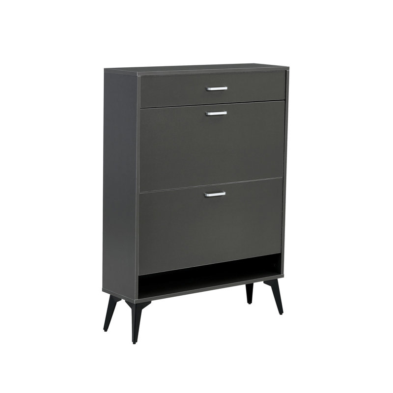 Armoire à chaussures avec motif gris, 32,31 po Profondeur x 9,52 largeur 43,62 hauteur, unité de rangement gris antique 50,04 lb