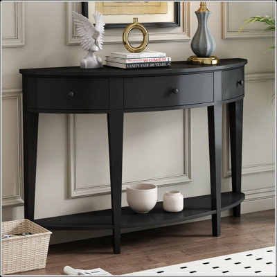 Curved Console Table Sofa Table With 3 Drawers And 1 Shelf