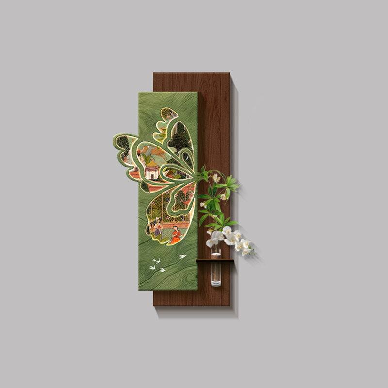 Art mural brun et vert en grès, H 39,37 po x l 19,69 po x P 1,97 po