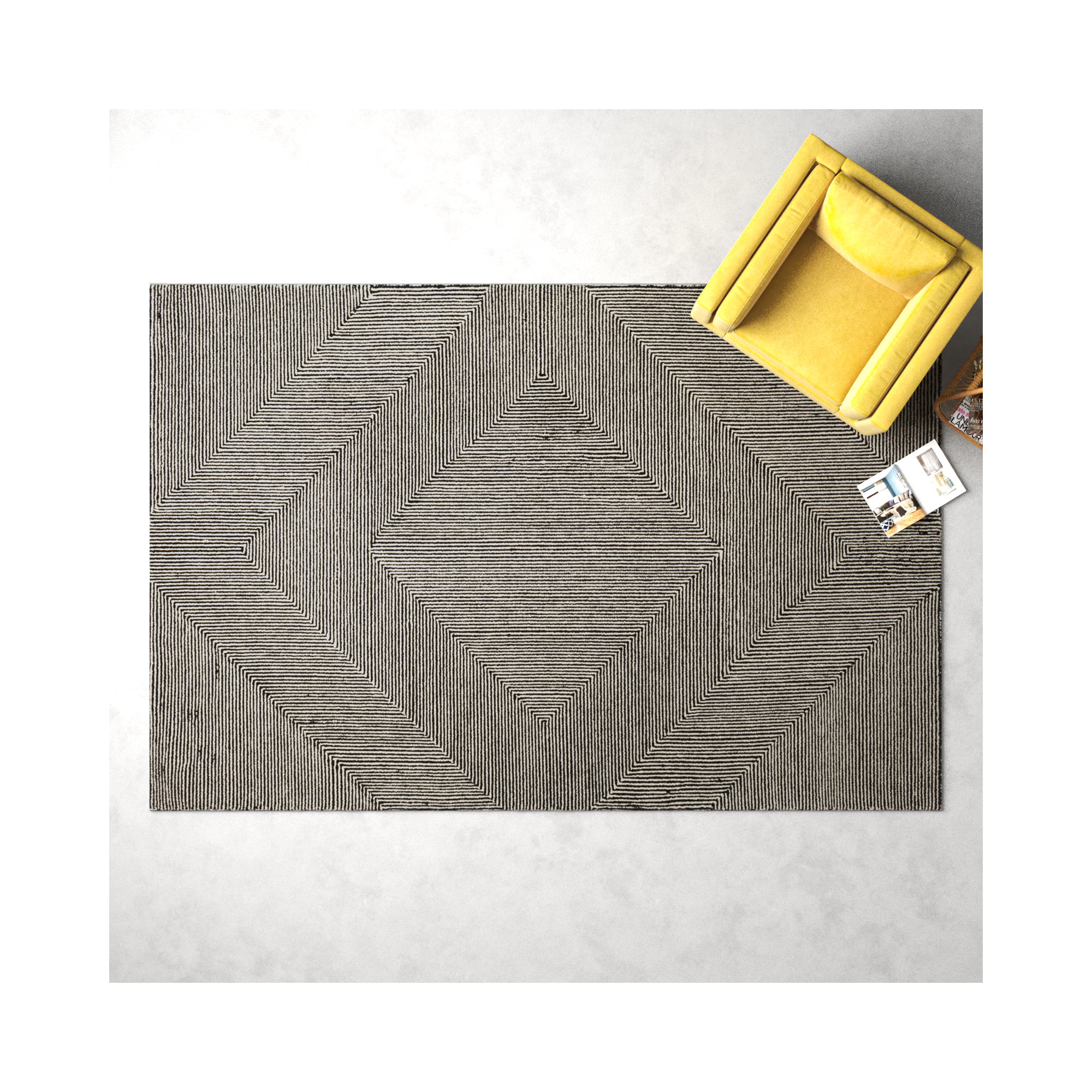 Peeta Hand Tufted Wool Rug, Rectangle 5' x 7'6"