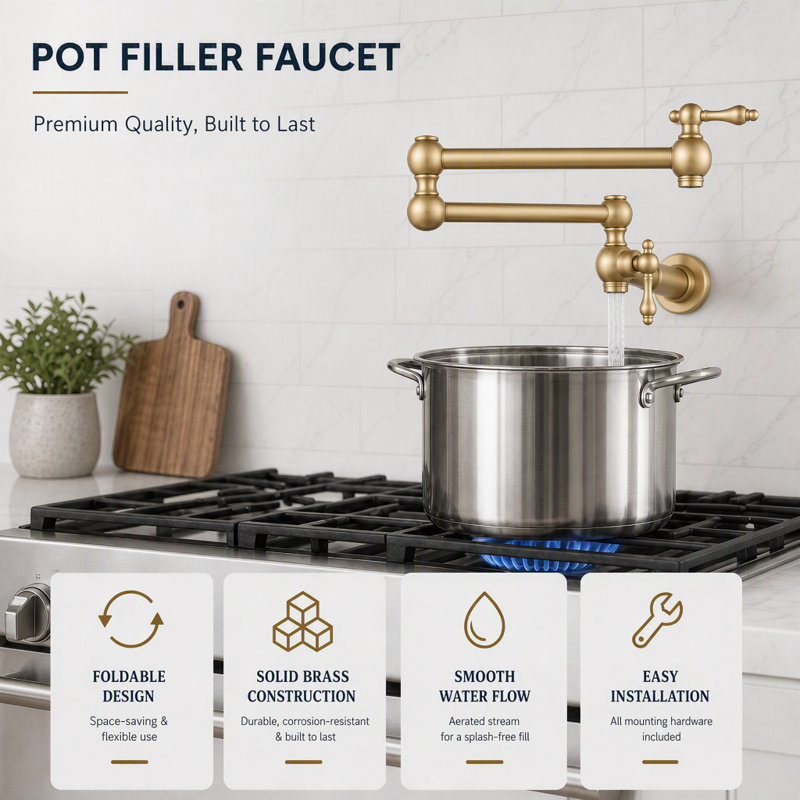 NOVEL Kitchen Faucet, Brushed Gold, 1.8