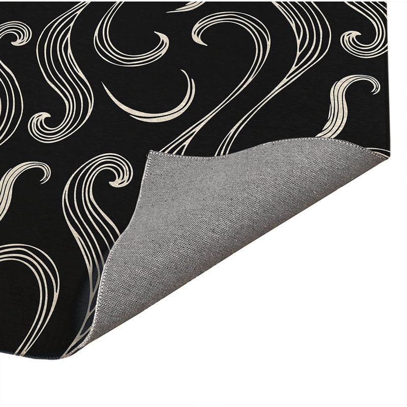 Ocean Current Low Profile Kitchen Mat, Midnight Charcoal, Rectangle 2' x 3'
