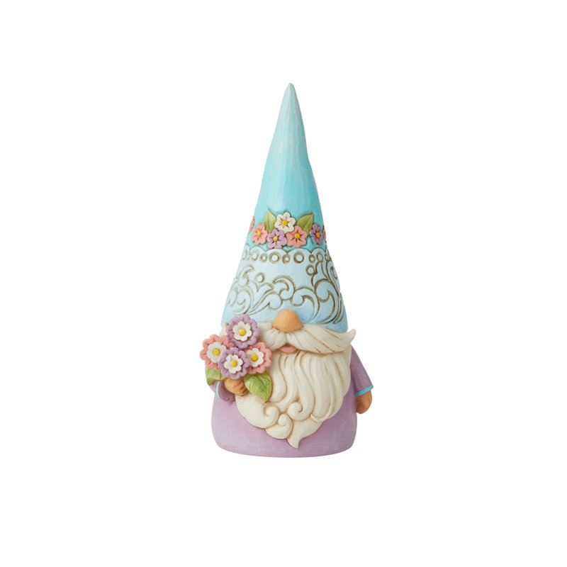 Jim Shore Heartwood Creek Gnome With Flowers Figurine 7in H