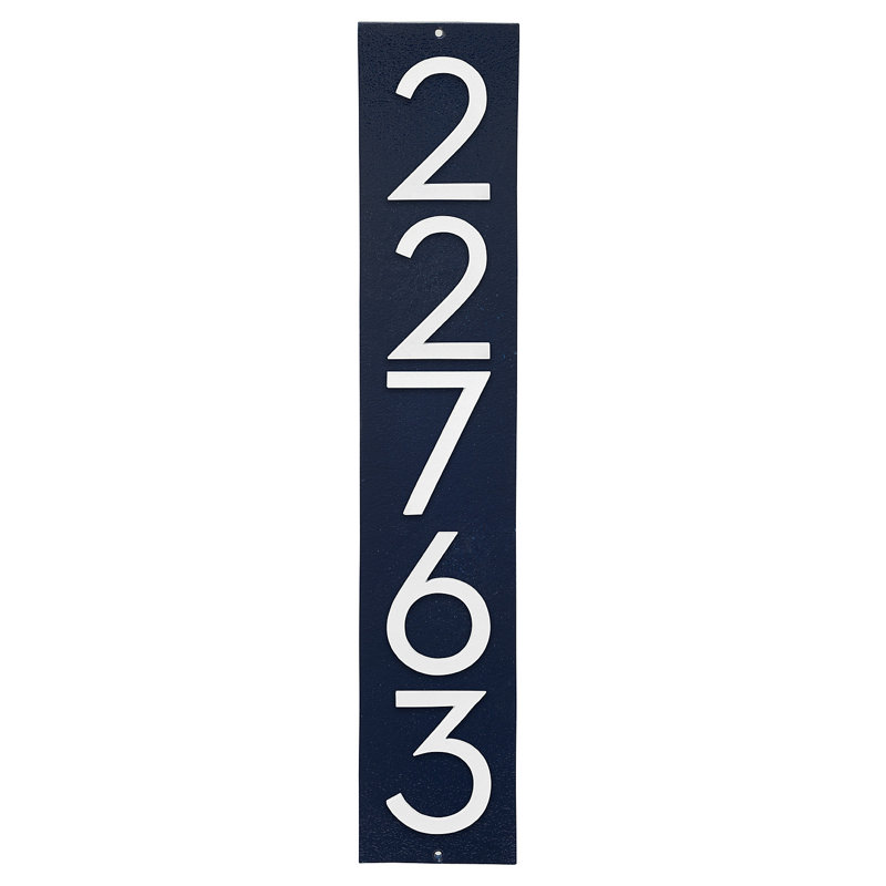 Floating Modern 4" Number Vertical Address Plaque (5 Digits), Navy, White