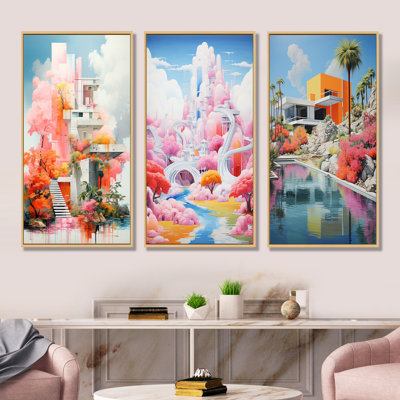 Pink Country Club - Ensemble de 4 décorations murales Country Country