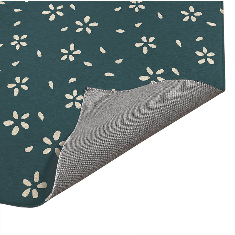 Tapis de cuisine Petal, Rectangle 2' x 3', Dusty Aqua Floral