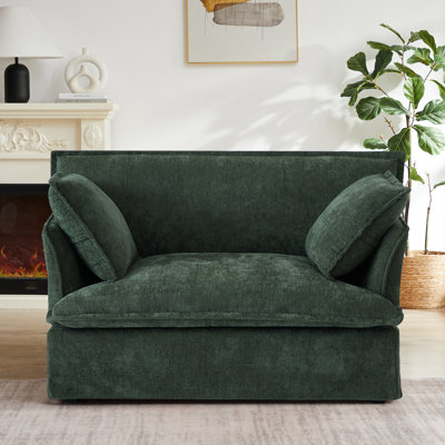 Fauteuil d'appoint surdimensionné de 47,2 po Roomfitter, fauteuil en chenille avec siège large et profond, coussins décoratifs, canapé de salon moderne, vert