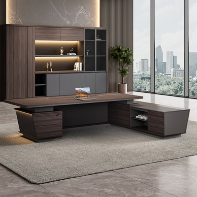 Bureau couleur noyer de qualité supérieure 110,24 "avec prise de courant intégrée