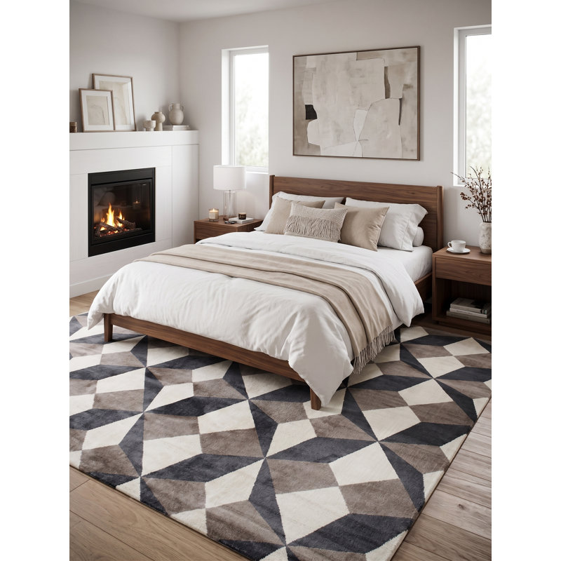 Nubia Geometric Area Rug in Gray, Rectangle 6'8" x 9'7"