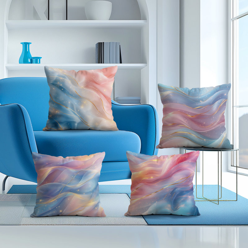 4 housses de coussin décoratives à motif abstrait 4 pièces