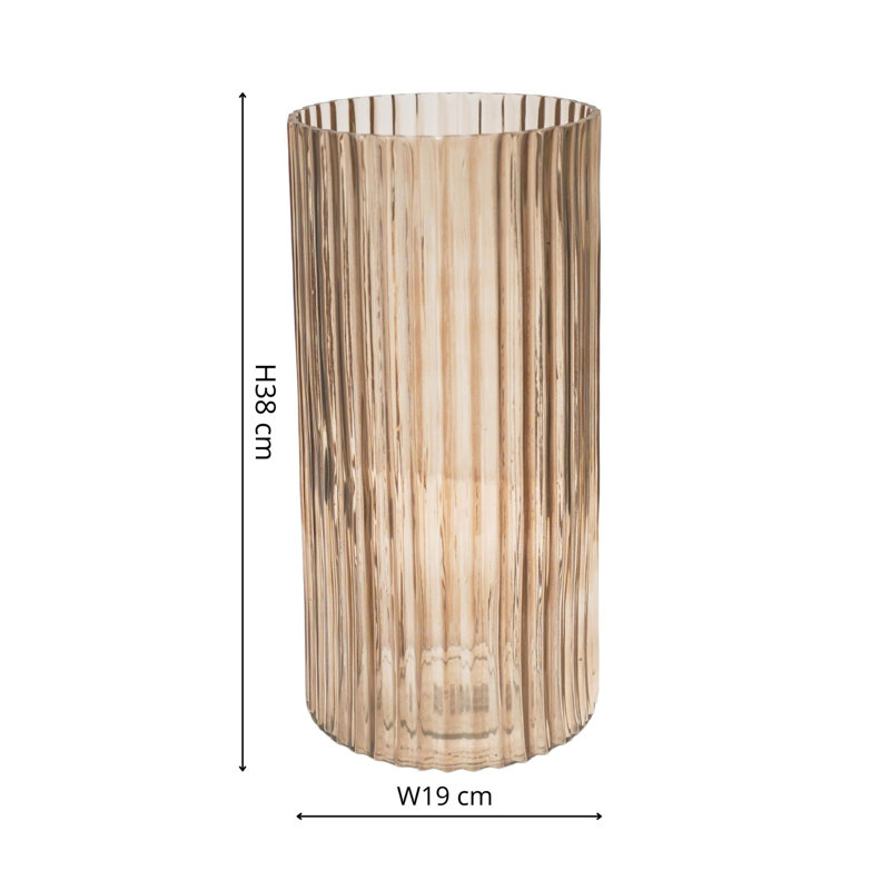 Daphne Ribbed Glass Vase, Orange