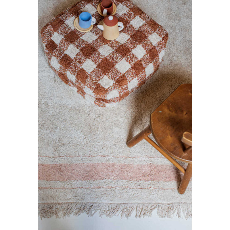 Vichy Square Pouf, Toffee