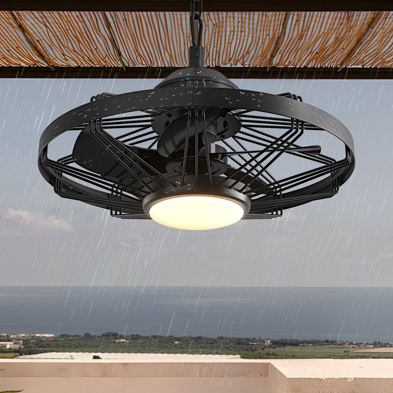 20" Outdoor Waterproof Caged Ceiling Fan with Lights - IP65 Wet Rated, Quiet DC Motor, 6-Speed Remote & App Control, Plug-in Gazebo Fan for Patio & Porch