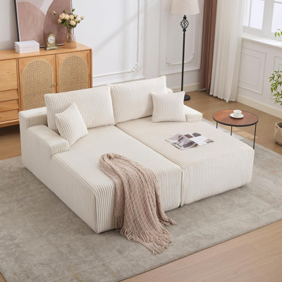 Méridienne surdimensionnée 79 po avec 4 coussins, canapé-lit en velours côtelé 79 po pour le salon et la chambre à coucher