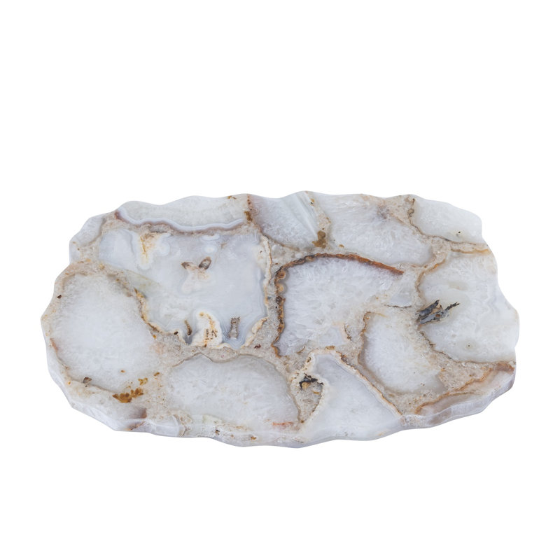 Plateau en agate blanche Amalia, H 0,5 po x l 8 po x L 12 po