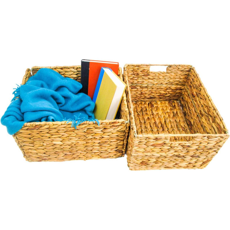Grands bacs pliables rectangulaires tissés pour le rangement par Trademark Innovations, naturel (ensemble de 2)