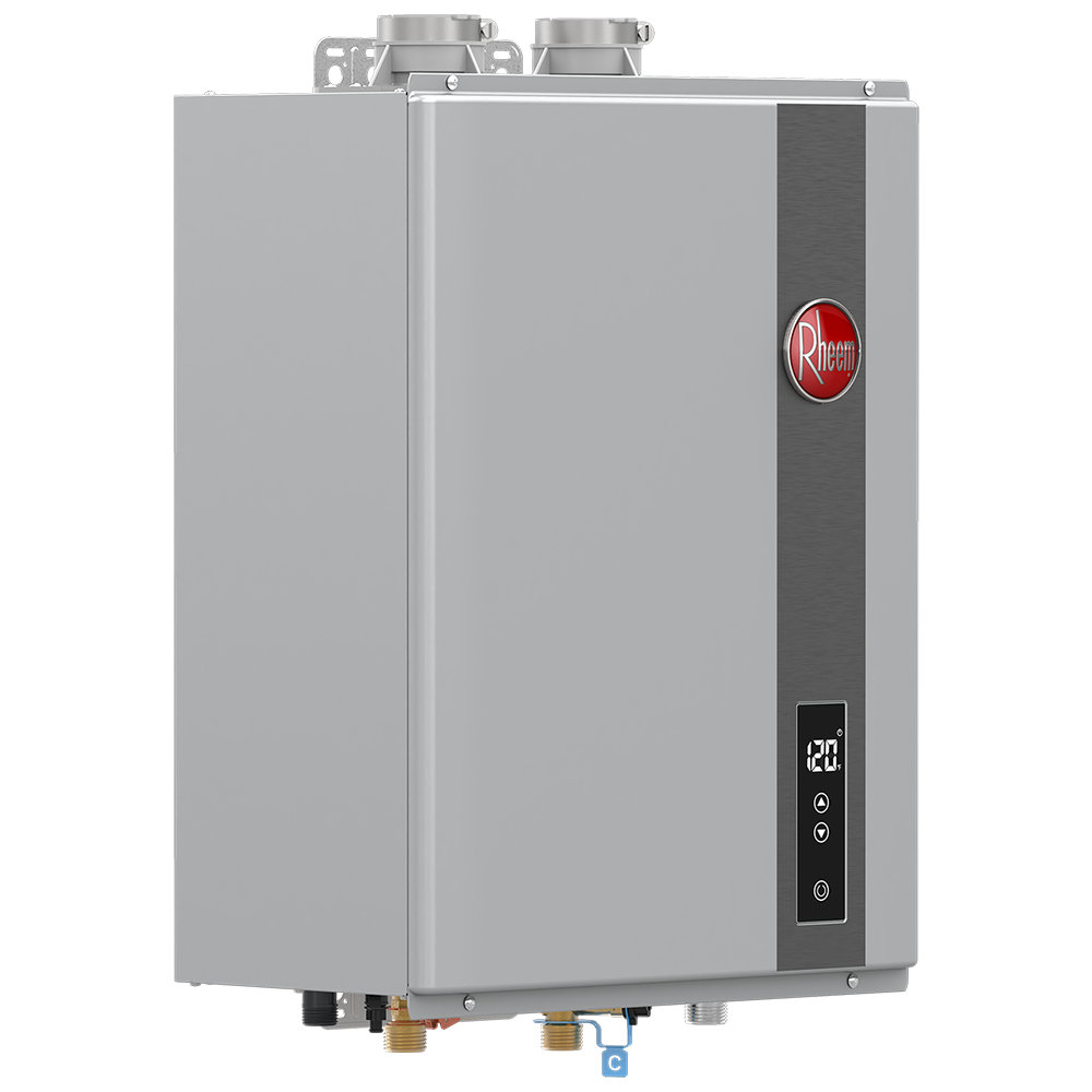 Rheem Super High Efficiency Condensing Indoor 8.4 GPM Tankless Gas Water Heater Rheem Fuel 