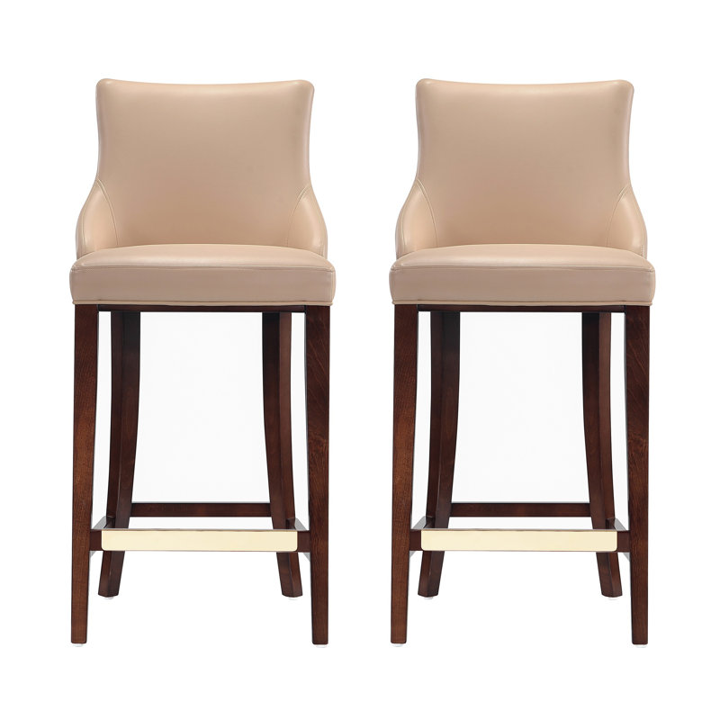 Shubert Upholstered Counter Stool with Solid Wood Frame, Bar Stool (29.13" Seat Height), Tan, 2