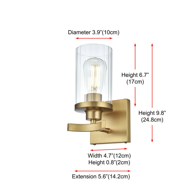 Éclairage pour meuble-lavabo à intensité variable Dariela, Doré, Une lumière, H 10 po x l 5 po x P 5 po