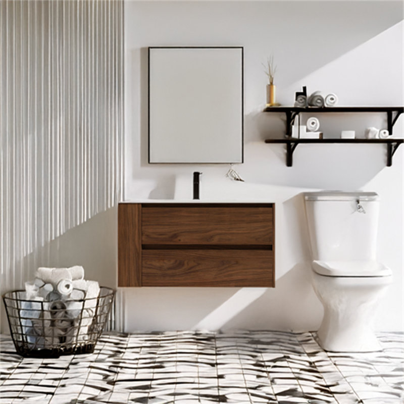 Rangement pour salle de bain Jayel, Noyer