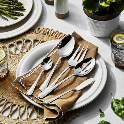 HENCKELS Alcea Flatware Set, 65-Piece, Silver