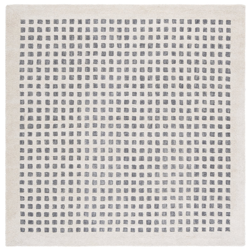 Foothills Geometric Hand Tufted Wool and Cotton Area Rug, Square 6'
