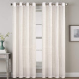 Lyla Linen Solid Color Bedroom Privacy Window Drapes Energy Saving Light Filtering Sheer Woven Linen Elegant Grommet 2 Curtain Panels