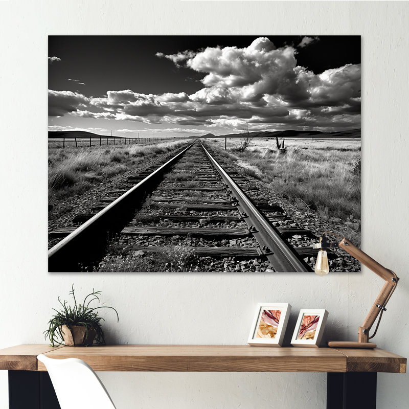 Photo de train noir et blanc - décoration murale train, Toile tendue, H 16 po x l 32 po x P 1 po