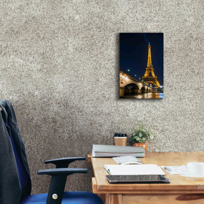 Latitude Run® 'Paris Eiffel Tower, Pont Dlena' by Epic Portfolio Canvas Wall Art, 18" x 26"