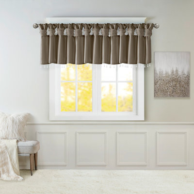 Lightweight Faux Silk Valance With Beads 50X26"