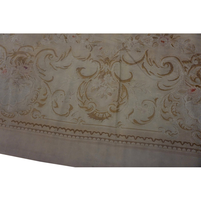 Cream  Floral Antique Early 19th Century Large Size French Aubusson Carpet