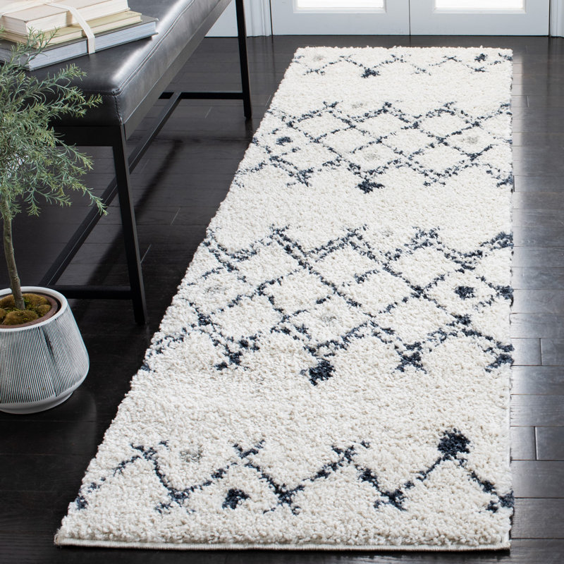 Tapis ivoire / gris foncé Alieshia Performance, Tapis de couloir 2 pi x 12 pi