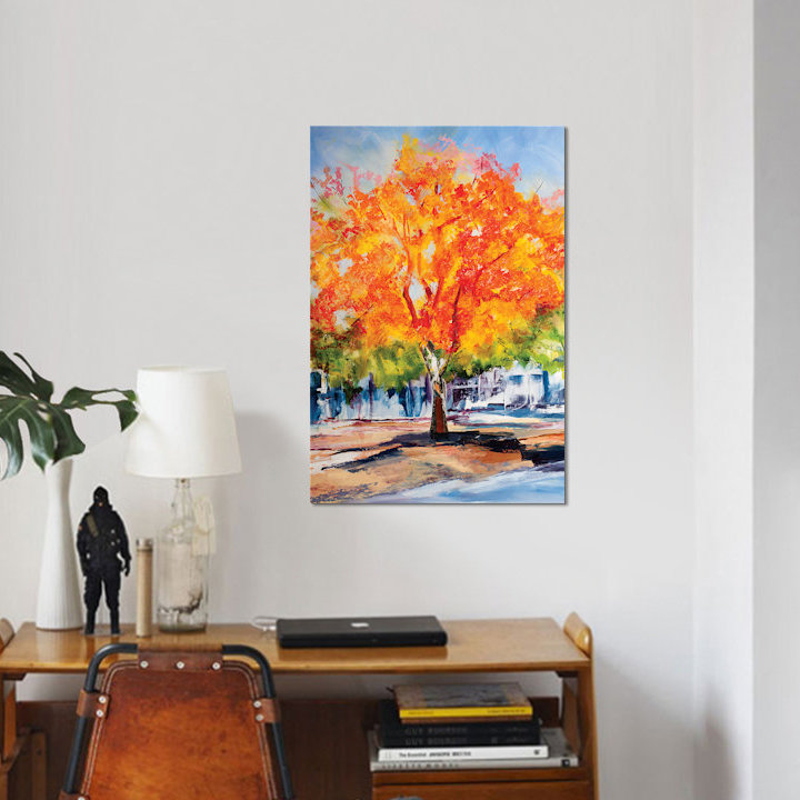 « automne feuillage », impression sur toile, H 18 po x l 12 po x P 1,5 po, Toile tendue, Pas de tapis