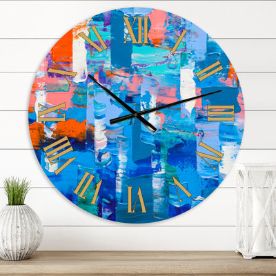 Matrice cubique bleue et orange - Horloge murale moderne