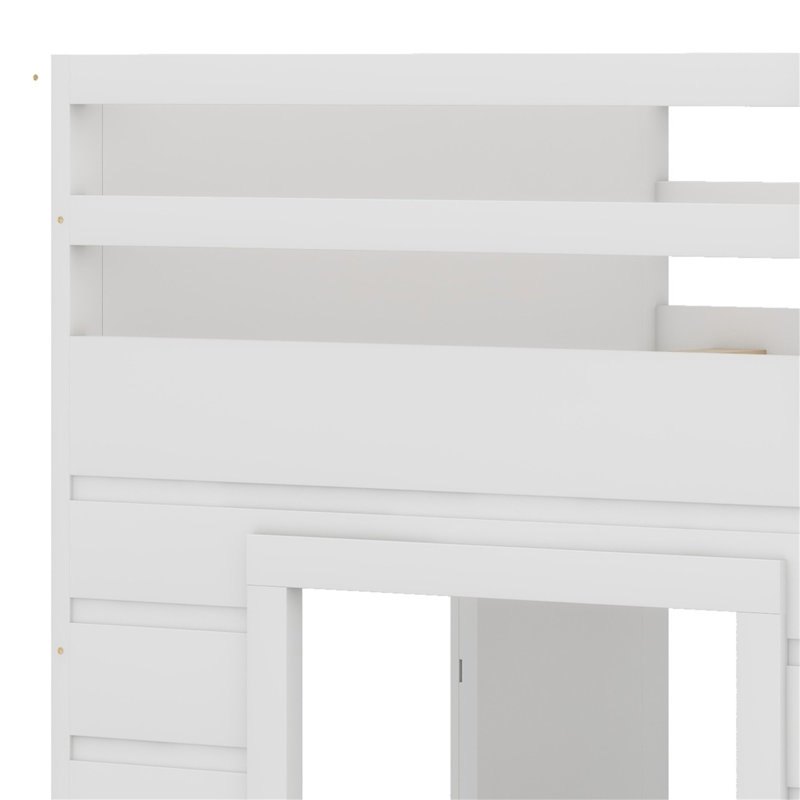 Lit mezzanine avec tiroirs et tablette, White