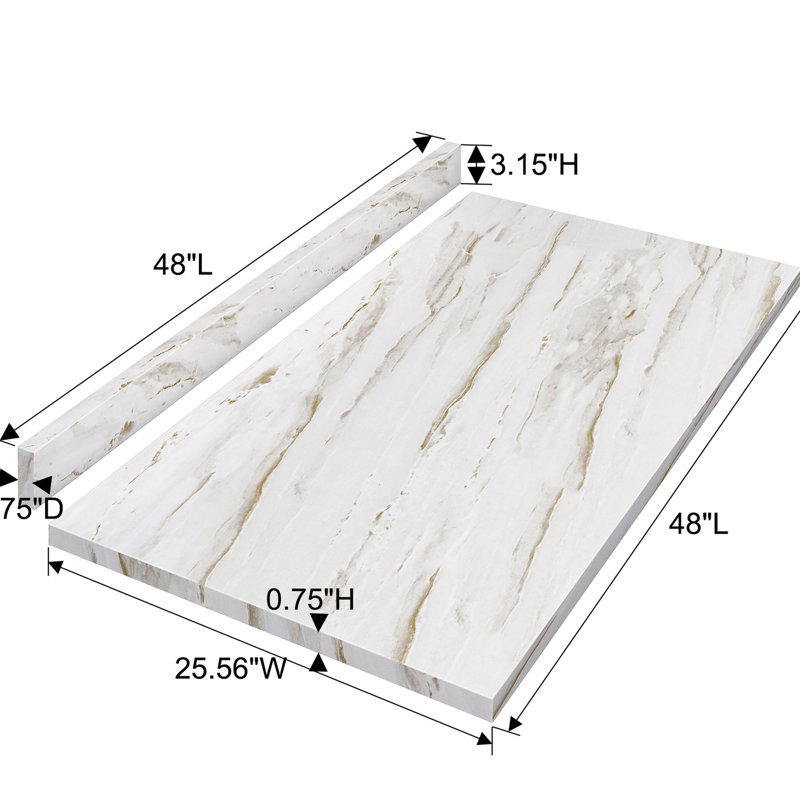 Plateau de table stratifié 48 po x 25,07 po 0,76 po - Laveuse sécheuse, bureau, utilisation dans la cuisine